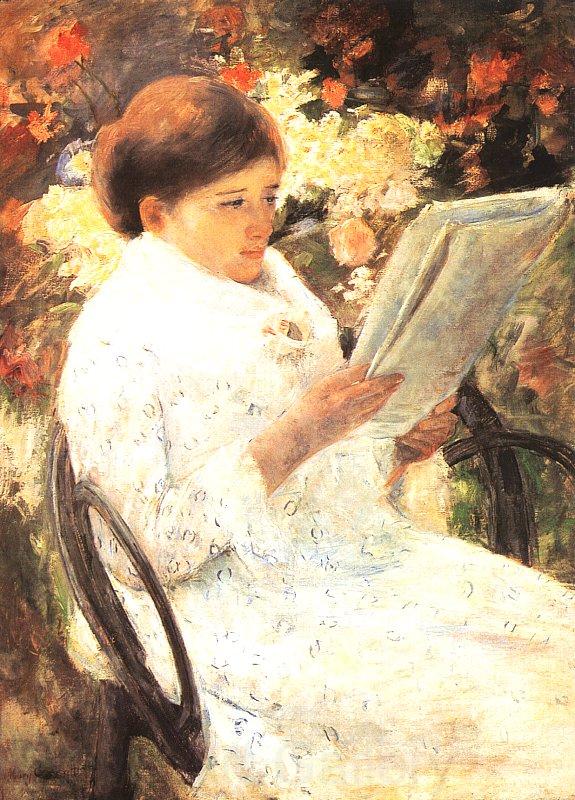 Mary Cassatt Woman Reading in a Garden Norge oil painting art